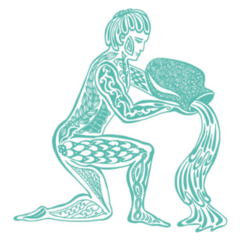 Astrology Sign Aquarius Green Ink Sticker