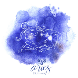 Astrology Sign Aries Blue Watercolor Sticker