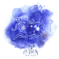 Astrology Sign Aries Blue Watercolor Sticker