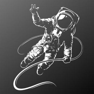 Astronaut Black And White Illustration Sticker