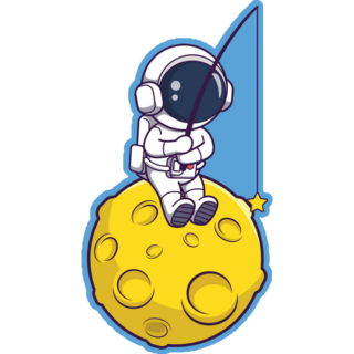 Astronaut Fishing Star Sicker