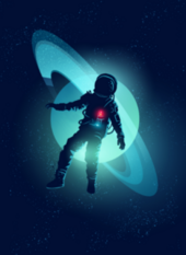 Astronaut Floating Through Space Sticker