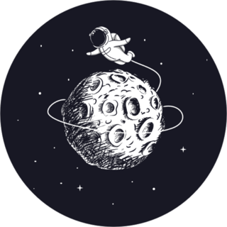 Astronaut Flying Around the Moon Sticker