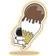 Astronaut Hugs Ice Cream Sticker