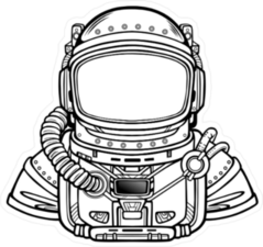 Astronaut In Space Suit Line Art Sticker