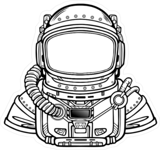 Astronaut In Space Suit Line Art Sticker