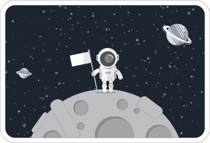 Astronaut On Moon Rounded Rectangle Sticker