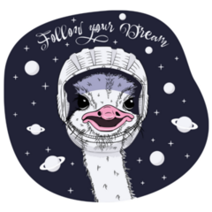 Astronaut Ostrich In Space Sticker
