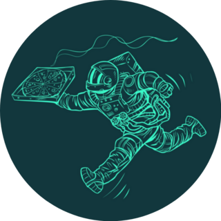 Astronaut Pizza Delivery Space Sticker