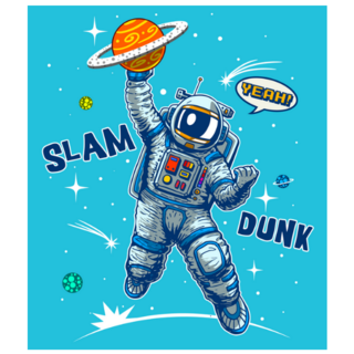 Astronaut Playing Basketball with the Planet Saturn Sticker
