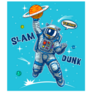 Astronaut Playing Basketball with the Planet Saturn Sticker