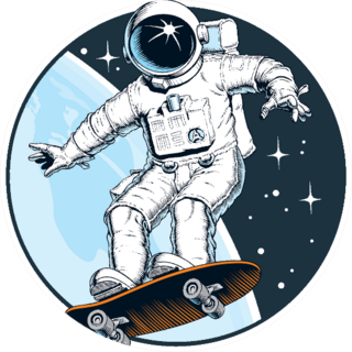 Astronaut Rides On Skateboard Sticker