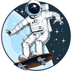 Astronaut Rides On Skateboard Sticker