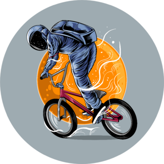 Astronaut Riding Bmx Bike Illustration Sticker