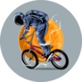 Astronaut Riding Bmx Bike Illustration Sticker