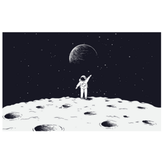 Astronaut Standing On Moon Sticker