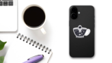 Astronaut Swims In A Cup With Space Sticker on a Phone (New) example