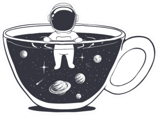 Astronaut Swims In A Cup With Space Sticker