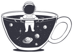 Astronaut Swims In A Cup With Space Sticker