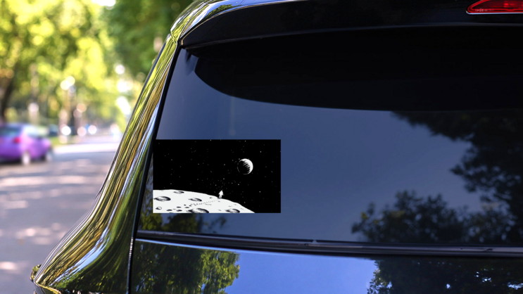 Astronaut Walking On Moon Sticker on a Rear Car Window (New) example