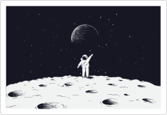 Astronaut Waving On Moon Sticker