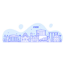 Athens Skyline, Greece Illustration In Blue Sticker