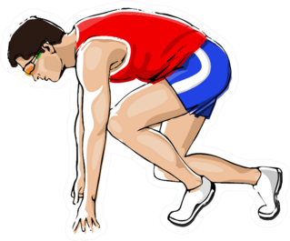 Athlete In Red Position Runner, Marathon Sticker