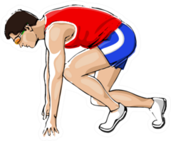Athlete In Red Position Runner, Marathon Sticker