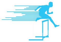 Athlete Man Hurdling In Track And Field Blue Sticker