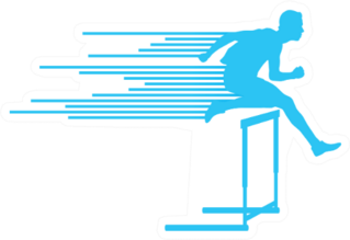 Athlete Man Hurdling In Track And Field Blue Sticker