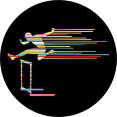 Athlete Man Hurdling In Track And Field Made Of Stripes Sticker