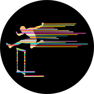 Athlete Man Hurdling In Track And Field Made Of Stripes Sticker
