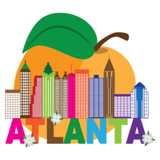 Atlanta Georgia City Skyline Abstract Peach Sticker