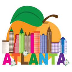 Atlanta Georgia City Skyline Abstract Peach Sticker
