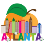 Atlanta Georgia City Skyline Abstract Peach Sticker