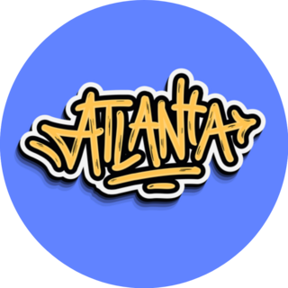 Atlanta Georgia Lettering On Blue Sticker