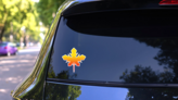 Auntumn Leaf Sticker on a Rear Car Window (New) example