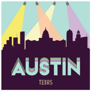 Austin Texas Usa Skyline Silhouette Spotlight Sticker