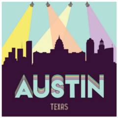 Austin Texas Usa Skyline Silhouette Spotlight Sticker