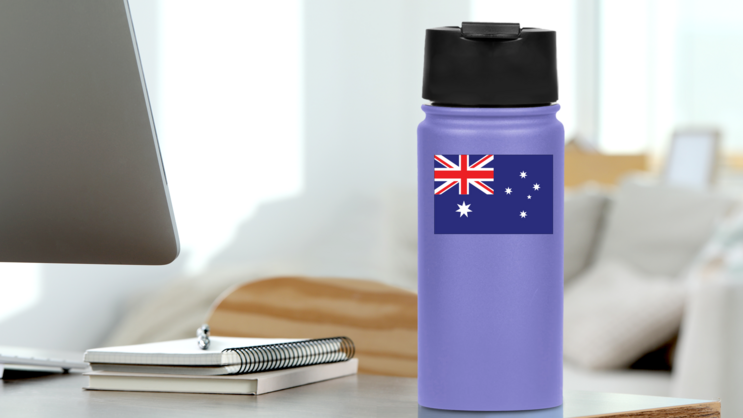 Australia Flag Sticker on a Water Bottle (New) example