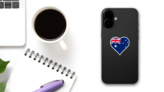 Australia Heart Flag Sticker on a Phone (New) example