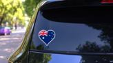 Australia Heart Flag Sticker on a Rear Car Window (New) example