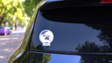 Australia On Globe Sketch In Pen Ink Sticker on a Rear Car Window (New) example