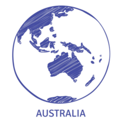 Australia On Globe Sketch In Pen Ink Sticker