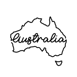 Australia Outline Map Handwritten Country Name Sticker