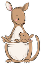 Australian Kangaroo With Baby Cartoon Sticker