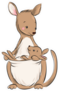Australian Kangaroo With Baby Cartoon Sticker