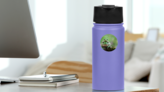 Australian White Tree Frogs On Leaves Sticker on a Water Bottle (New) example