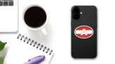 Austria A Flag Oval Sticker on a Phone (New) example