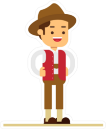 Austria Cartoon Man In National Dress Clothing Sticker